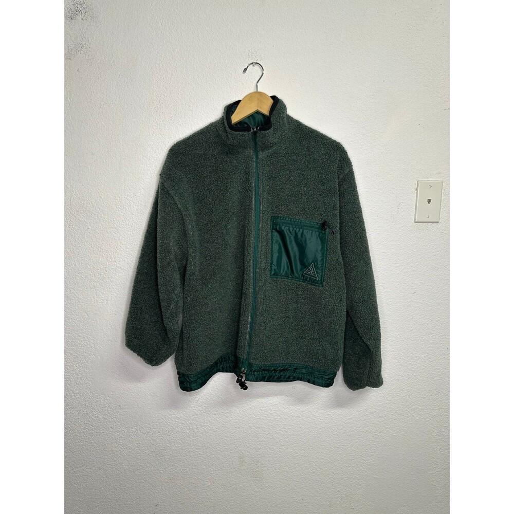 1996 Vintage Pine Green Nike ACG  Deep Pile Fleece Full Zip Reversible Jacket